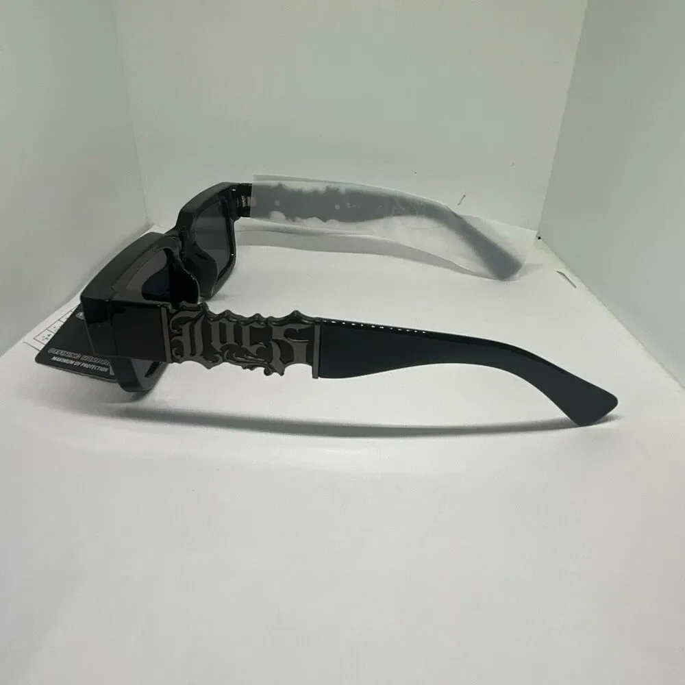 Locs Hardcore Shades Rectangular Sunglasses Black UV Protection New 91287-BK